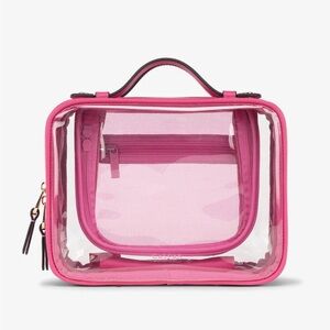 Calpak Medium Clear Cosmetics Case in Dragonfruit Pink